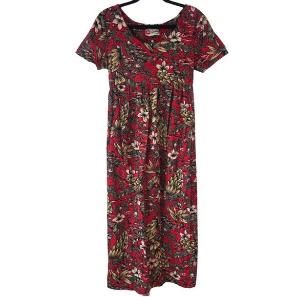 Hilo Hattie Dresses & Skirts - Vintage Hilo Hattie Red Floral Hawaiian Dress Made in Hawaii Women's S